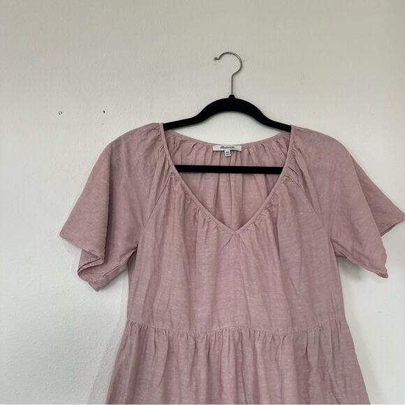 Madewell Linen-Blend Lorelei Mini Dress in Dusty Blush Pink - Picture 6 of 11
